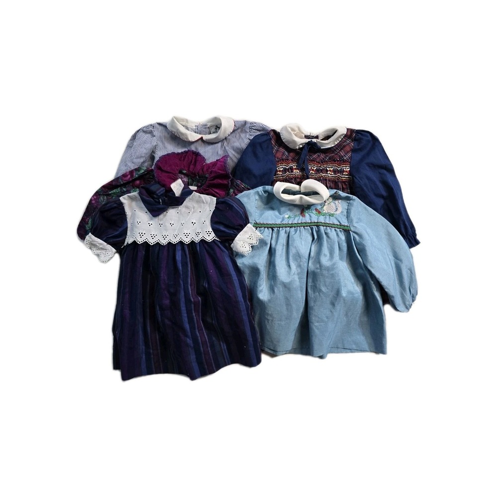 Vintage Girls Dress Wee Clancy Floral  Fruits  Print  3 T Long Sleeves Lot Of 5
